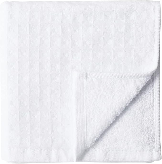 UCHINO Waffle Twist Cotton Weave Towel Set for Bathroom – 2 Bath, 2 Hand, 2 Washcloths, Lightweight Absorbent Quick Dry Honeycomb Texture Solid Terry Loop Reverse, 6 Piece, White