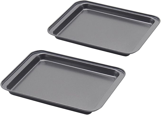 Little Small Baking Sheets Nonstick Set of 2 (9.5inch X 7.1inch) - SS&CC 8 Inch Nonstick Baking Toaster Oven Tray Cookie Sheets, 1 or 2 Person Household