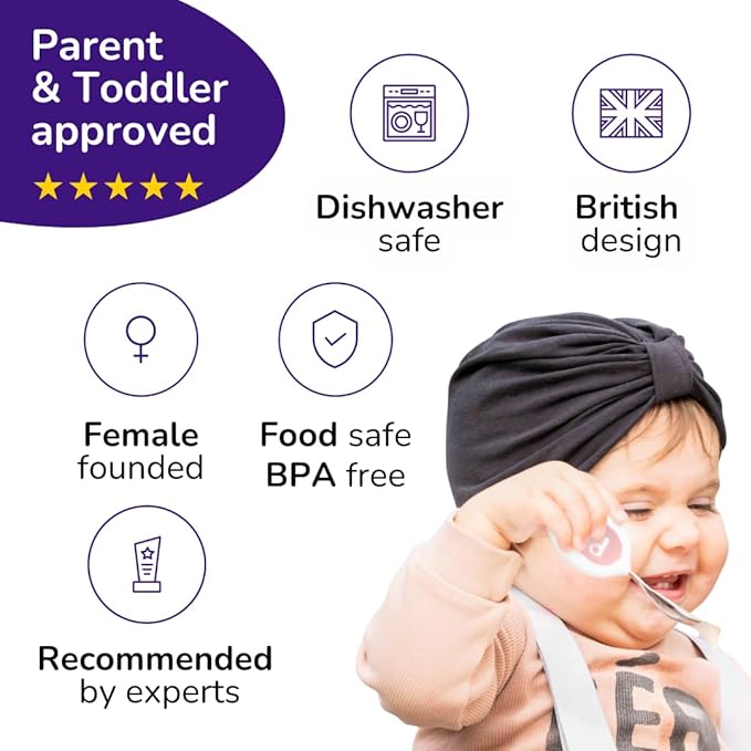 doddl Toddler Utensils, Ergonomic Fork and Spoon Set for Self Feeding, Stainless Steel Silverware for 1-3 Year Olds, BPA Free, Dishwasher Safe (Dusky Rose)