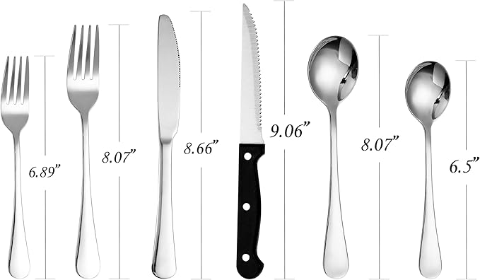 Oval Dinnerware Set, 24 Pcs Silverware Set for 4, Food-Grade Stainless Steel Flatware Set, Mirror Polished Cutlery Utensil Set, Include Steak Knife Fork And Spoo, Dishwasher Safe