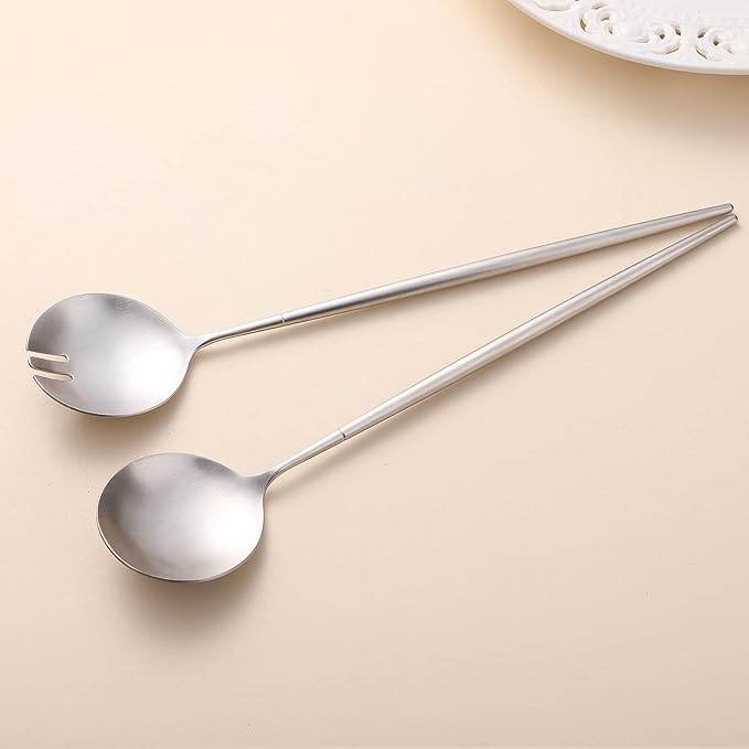 Salad Servers,Spoon and Fork Set 11.41 inch,18/10 Stainless Steel Salad Serving Silver