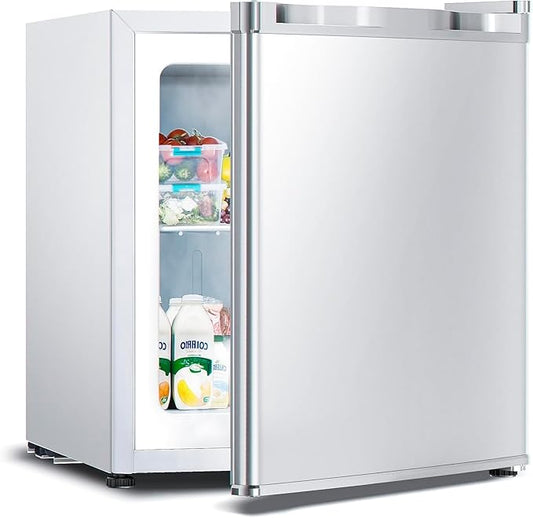 1.2 Cu.ft Upright Freezer, Small Mini Freezer with Adjustable Thermostat, Removable Shelves, Reversible Single Door, for Bedroom/Home/Dorms/Apartment (White)