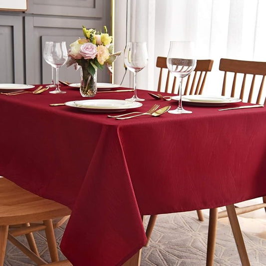 maxmill Jacquard Table Cloth Swirl Pattern Spillproof Wrinkle Resistant Heavy Weight Soft Tablecloth for Kitchen Dinning Tabletop Decoration Outdoor Picnic Rectangle 52 x 70 Inch Red