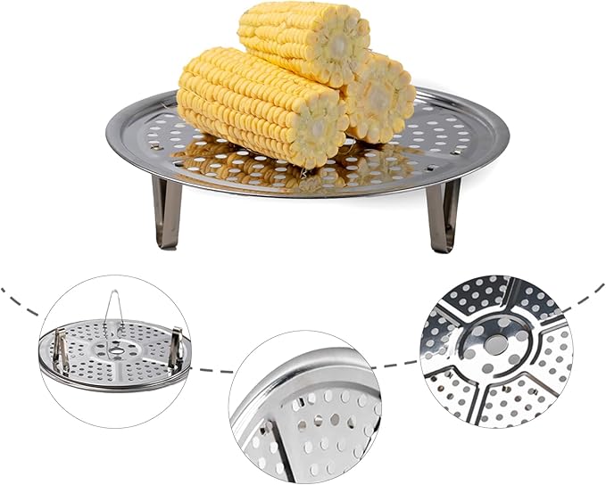 Steamer Rack, Premium Stainless Steel Steamers Rack with Removable Stand, 8.6 Inches Pot Steaming Tray for Steamer Cookware Instant Pressure Cooker