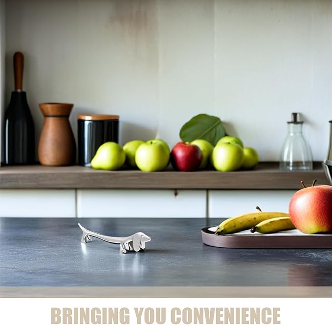 BESTonZON Dog Shape Chopstick Rest Metal Puppy Cutlery Holder Silver Dachshund Chopstick Rack for Fork Spoon Knife Organizer 3.54 Inch Tableware Accessory for Home Dining