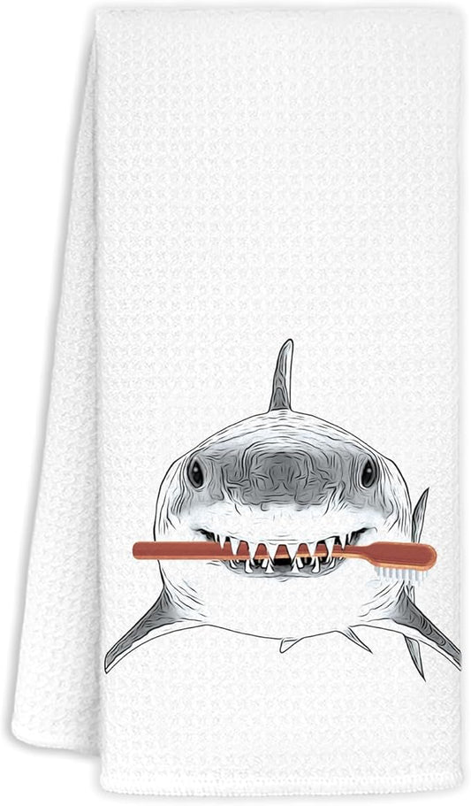 Shark Hand Towels,Toddler Bathroom Decor,Beach Towels,Coastal Beach Kids Bathroom Decor,Funny Shark Lovers Gifts 16x24 Inch