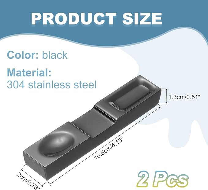 uxcell 2pcs Chopstick Rest, 304 Stainless Steel Chopsticks Holder 4.13" x 0.78" x 0.51", Household Tableware Kitchen Tools for Spoon Fork Teaspoon Dining Tool Rest, Black