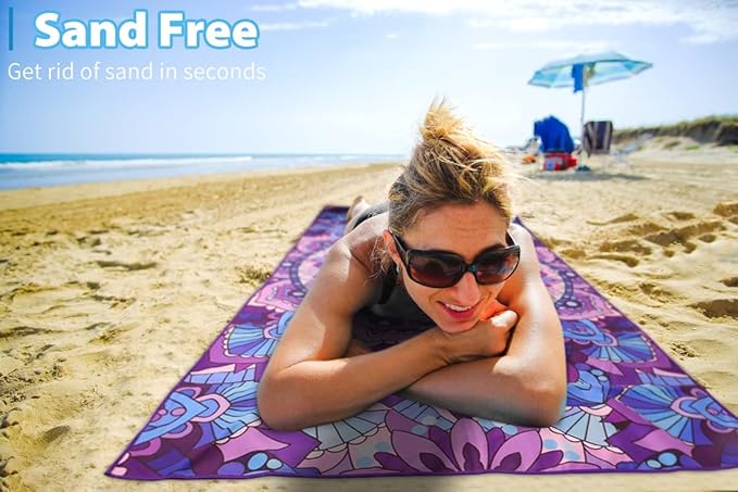 4 Pack Microfiber Oversized Lightweight Beach Towel 71"x32" XL Extra Large Thin Sand Free Towels Travel Swim Pool Yoga Gym Camping for Adults Women Men Beach Essentials Accessories Vacation Gift