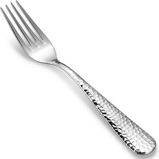 KEAWELL Premium 4-Piece Louise Hammered Fork Set, 18/10 Stainless Steel, Fine Fork Set with Round Edge, Brightly-Mirror polished, Dishwasher Safe. (4, 8" Dinner Forks)