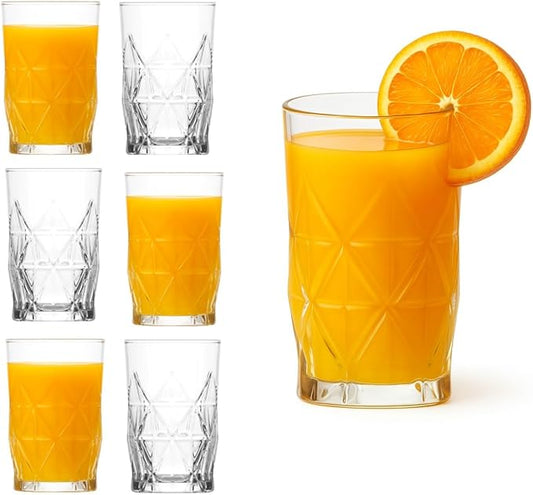 BOHEM'S Small Juice Glasses, Mini Clear Glass Cups Tumblers, Drinking Glassware for Orange Juice, Water, Milk, Coffee, Perfect for Tasting and Small Portions, Set of 6, (3.6 oz)