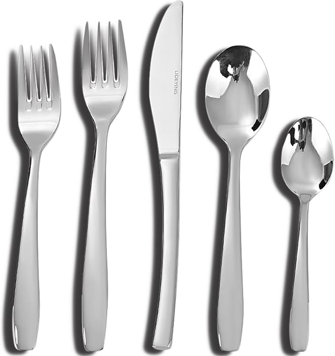 40 Piece Silverware Set,Stainless Steel Flatware Set for 8,18/0 Rust-Proof Cutlery Set with Forks & Spoons,Mirror Polished Dishwasher Safe - Heavy Duty Tableware for Home & Dining
