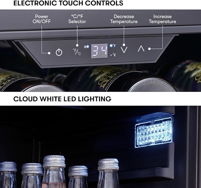 Zephyr Presrv 24 Inch Outdoor Wine Fridge & Beverage Refrigerator Single Zone Under Counter - Drink Chiller Freestanding Stainless Steel Door - 136 cans (Single-Zone Outdoor Wine & Beverage Cooler)