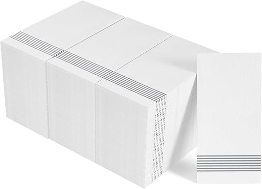 LITOPAK 300 Pack Disposable Guest Towels, Disposable Hand Towels for Bathroom, Paper Dinner Napkins for the Kitchen, Soft, Party Napkins, and Wedding Napkins(Silver)
