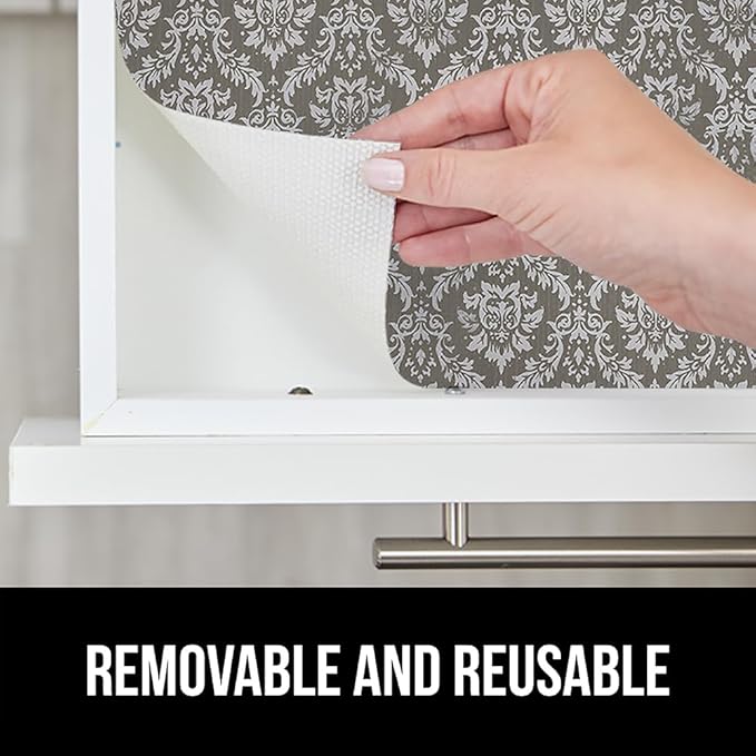 GORILLA GRIP DripGuard Shelf Liner, Non Adhesive Drawer and Kitchen Cabinet Protector, Slip Resistant BPA Free Smooth Surface Plastic Liners for Cabinets, Bathrooms, Closets, 17.5x240 Inch Beige Cream