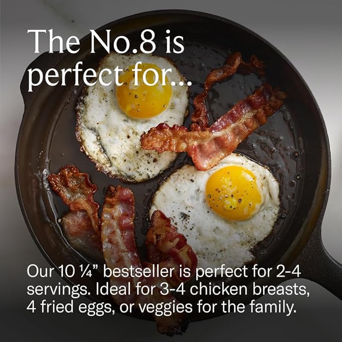 Field Company 10.25-Inch Cast Iron Skillet – Lightweight & Smooth, Made in USA, Pre-seasoned with Organic Oil – Perfect for 2–4 Servings (No.8 Medium)