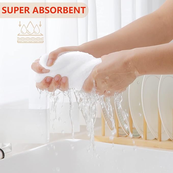 Homaxy 100% Cotton Waffle Weave Kitchen Dish Towels, Ultra Soft Absorbent Quick Drying Cleaning Towel, 13 x 28 Inches, 18-Pack, White