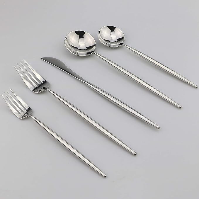 20-Pieces 18/10 Stainless Steel Silverware Set, Mirror Polishing SilverFlatware Set , Kitchen Knife Fork Spoon Utensils, Service for 4