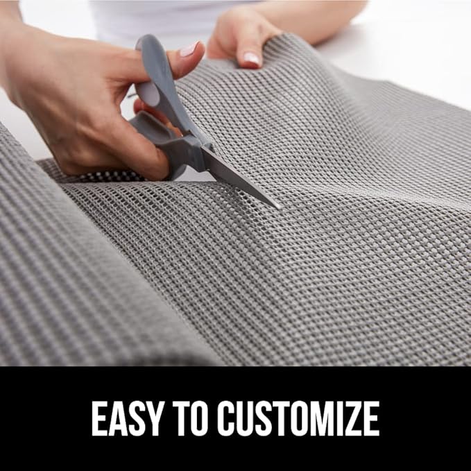 GORILLA GRIP powerGRIP Drawer Shelf and Cabinet Liner, Thick Strong Hold, Non-Adhesive Liners Protect Kitchen Cabinets and Cupboard, Bathroom Drawers, Easy Install, Breathable Mat, 20" x20', Gray