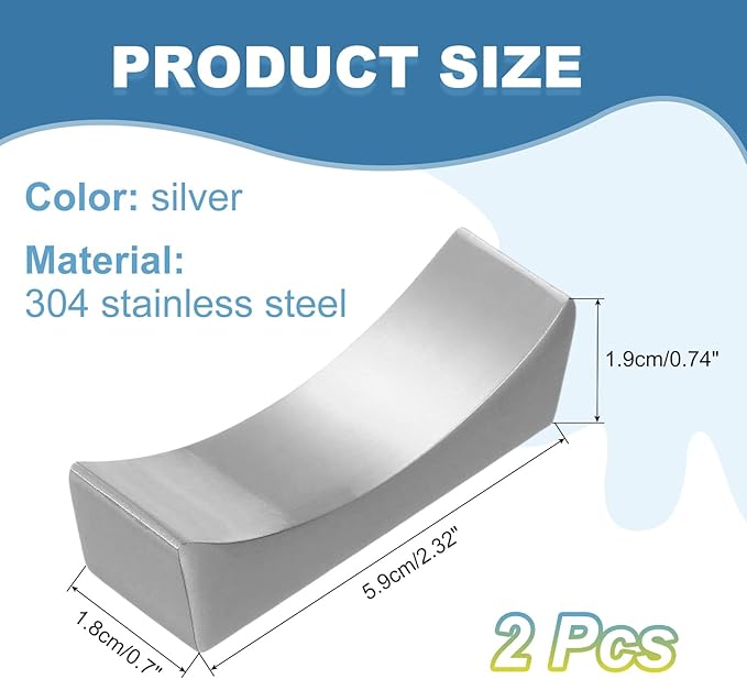 uxcell 2pcs Chopstick Rest, 304 Stainless Steel Chopsticks Holder 2.32" x 0.7" x 0.74", Household Tableware Kitchen Tools for Spoon Fork Teaspoon Dining Tool Rest, Silver