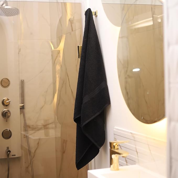 6 Pack Cotton Towel Set - Extra Soft & Absorbent - 100% Cotton, Hotel Quality and Fluffy Include 2 Bath Towel (28" x 56"), 2 Hand Towel (16"x28") and 2 Wash Cloths (12"x12") - Black