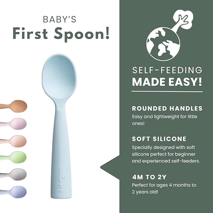 Miniware Sensory Starter Set with Sensory Baby Bowl, Baby Spoon, Roll & Lock Bib - Easy to Clean Baby Feeding Set to Promote Self-Feeding- Toddler Feeding Essentials - Oat
