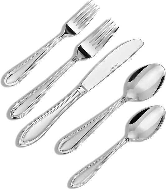 Silverware Set, 20 Piece Flatware Cutlery Set for 4,18/0 Stainless Steel Utensils,Mirror Polished Dishwasher Safe, Modern Tableware for Home, Restaurant, Wedding, Party
