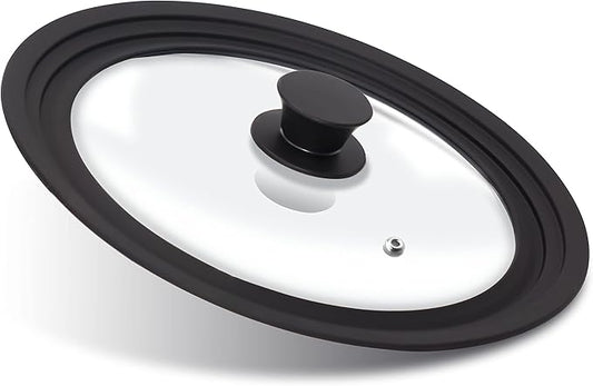 Anaeat Silicone Universal Lid for Pots, Pans and Skillets - Tempered Glass Covered with Heat Resistant Silicone Rim Fits 9.5", 10" and 11" Diameter Cookware -Easy to Use Replacement Frying Pan Cover