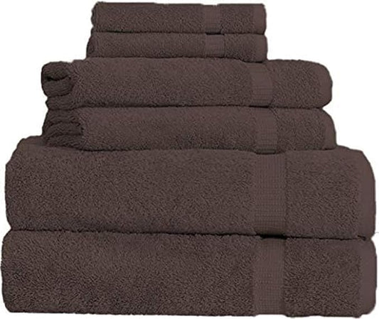SALBAKOS 100% Turkish Cotton 6-Piece Towel Set | Heirloom Quality Hotel & Spa Collection | Soft, Super Absorbent 2 Washcloth, 2 Hand, 2 Bath Towel Sets | Made in Turkey (Chocolate, 6 Piece Towel Set)