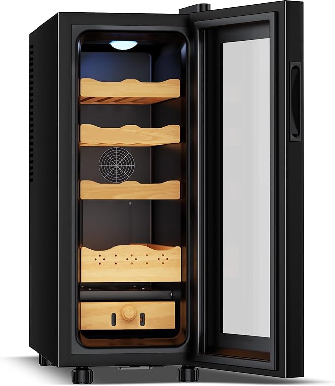 35L Electric Humidor,Digital LED Screen,Smart Temp & Humidity Control (59-72°F, 55-65% RH),250 Counts Capacity,Safety Lock,Thermostatic Cooler Gift for Men