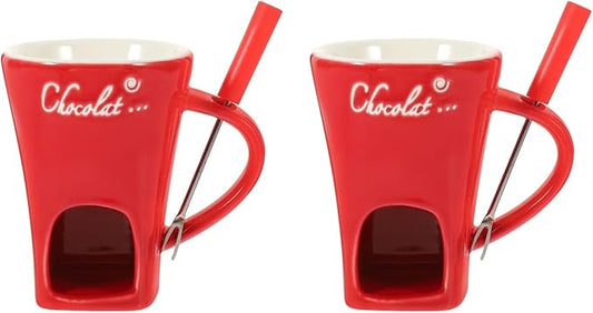 Garneck 2 Sets Chocolate Fondue Mugs Ceramic Multifunction Pot Chocolate Mug Porcelain Melt Chocolate Fondue Crucible Mini Fondue Pot for Cheese Caramel Butter