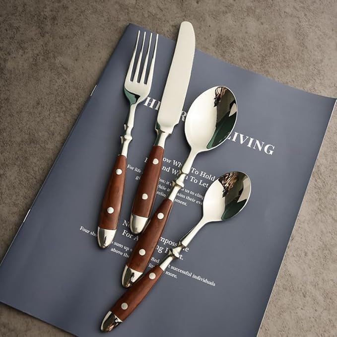 Silverware Set for 4 Classic 20 Piece Flatware Set Elegant 18/10 Stainless Steel Western Cutlery Delicate Utensils for Home Dishwasher Safe Mirror Polished