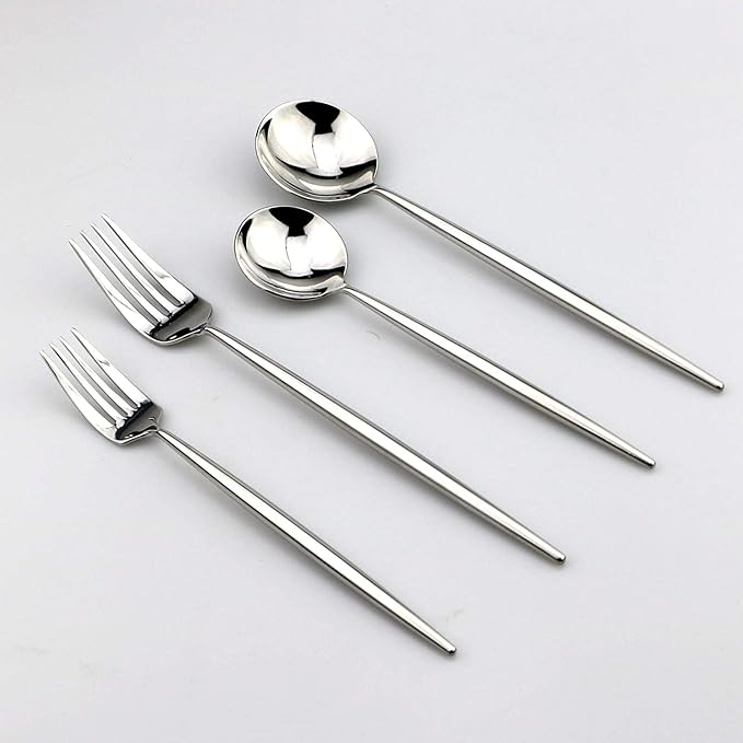 20-Pieces 18/10 Stainless Steel Silverware Set, Mirror Polishing SilverFlatware Set , Kitchen Knife Fork Spoon Utensils, Service for 4