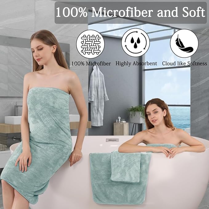 4 Piece Extra Large Bath Towels Set 35x70 Inches - Luxury 600 GSM Oversized Bath Sheet Towel,Ultra Soft Microfiber - Quick Dry,Highly Absorbent Shower Towels Spa Hotel Bathroom Towel Set (Mint Green)