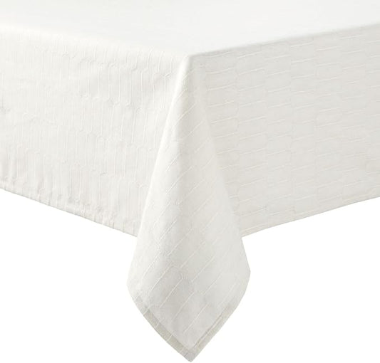 Martha Stewart Honeycomb Polyester Cotton Rectangle Tablecloth, 60"x102", Natural