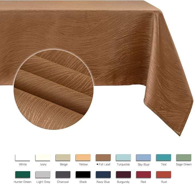 maxmill Harvest Swirl Design Table Cloth Waterproof Wrinkle Resistance Heavy Weight Soft Tablecloth for Fall Harvest Thanksgiving Dinning Tabletop Decoration Square 70 x 70 Inch, Fall Leaf