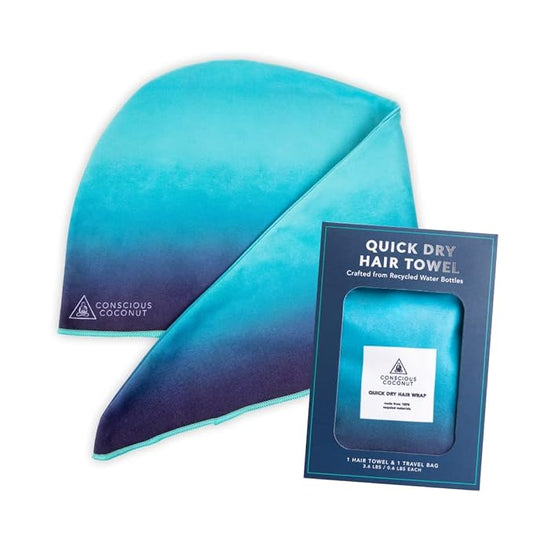 Conscious Coconut Quick Dry Hair Towel for Frizz-Free Hair, Super Absorbent Towels Made from Recycled Bottles, Fast Drying Hair Towel, Bath Accessories, Great Gift for Women