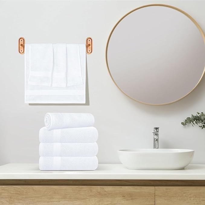 24 Pack Premium Hand Towels – 100% Cotton, Soft & Highly Absorbent – 16x27 Inches, White Bulk Towels for Bathroom, Spa, Gym & Daily Use