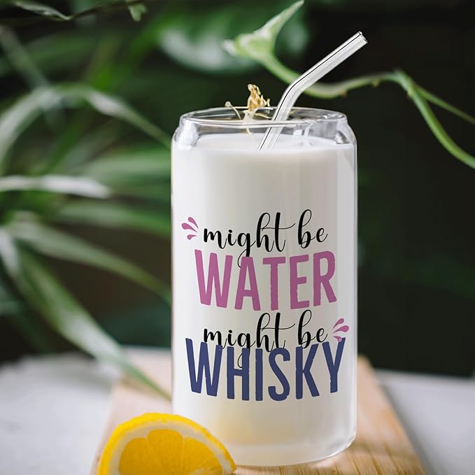 Whisky glasses cup Gifts for Cocktail Lovers, Funny Might Be Whisky Tumbler Gifts For Women 14oz,Tequila Lime drinking jar for Cocktail Lovers