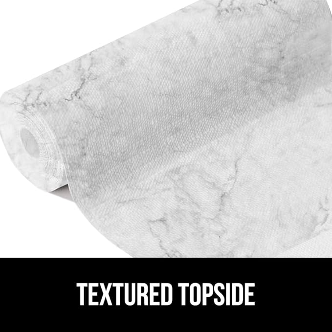 GORILLA GRIP DripGuard Shelf Liner, Non Adhesive Drawer and Kitchen Cabinet Protector, 24x240 Inch, Slip Resistant BPA Free Smooth Surface Plastic Liners for Cabinets, Bathrooms, Closets, Marble