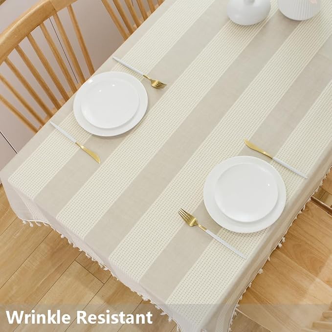 TruDelve Heavy Duty Cotton Table Cloths for 6 Foot Rectangle Tables Fabric Cloth Tablecloths Outdoor Table Cover for Rectangle Tables (86"x55", Gray)