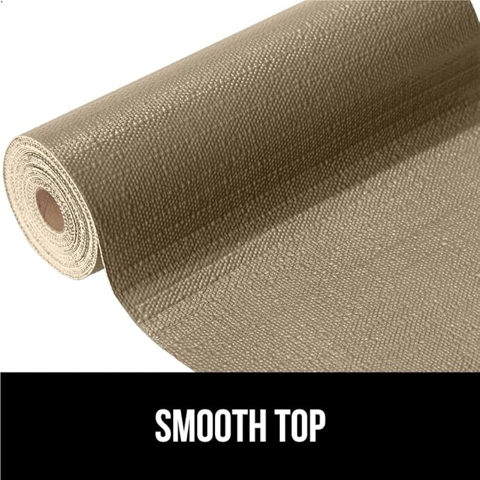 GORILLA GRIP Slip Resistant Drawer and Shelf Liner 2 Pack, Non Adhesive Water Resistant, Easy Clean and Trim, Smooth Surface Liners for Kitchen Cabinet, Shelves, Drawers, Pantry, 20 in x 20 FT, Beige