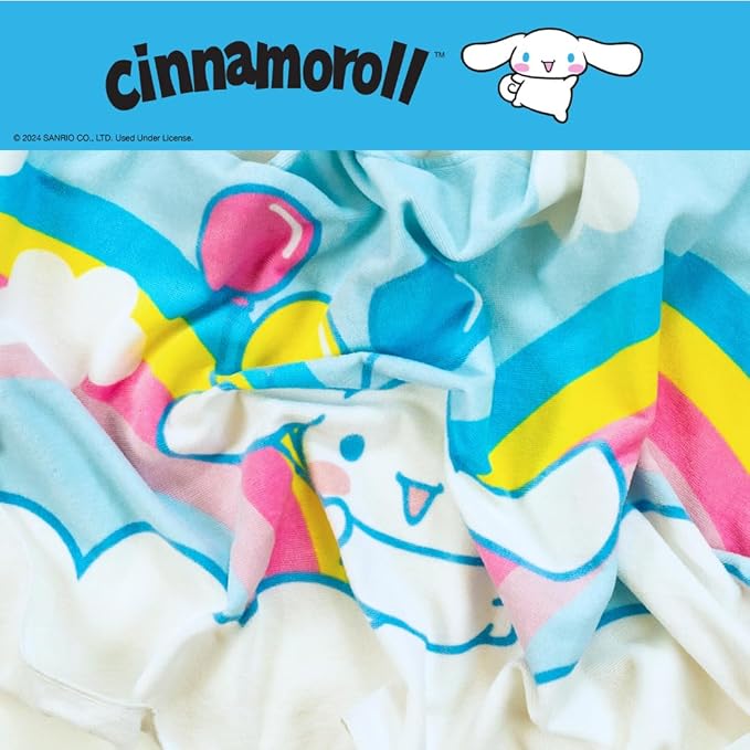 Sanrio Cinnamoroll Kids Super Soft Bath/Pool/Beach Soft Cotton Terry Hooded Towel Wrap, 24 in x 50 in, (Officially Licensed Product) by Franco