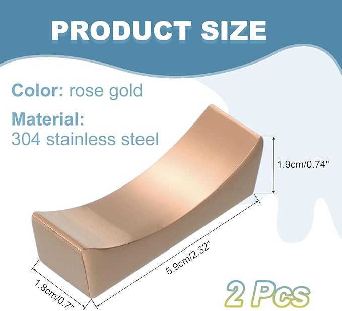 uxcell 2pcs Chopstick Rest, 304 Stainless Steel Chopsticks Holder 2.32" x 0.7" x 0.74", Household Tableware Kitchen Tools for Spoon Fork Teaspoon Dining Tool Rest, Rose Gold