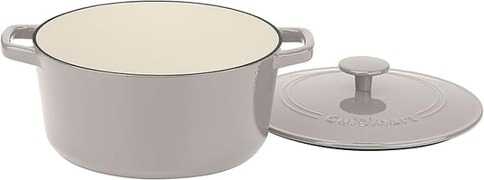 Cuisinart Chef's Classic Enameled Cast Iron Round Covered Casserole (White Linen, 5- Quart)