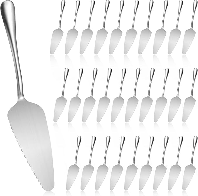 Baderke 30 Pcs Pie Server Pizza Server Spatula Stainless Steel Cake Pie Pastry Professional Utensil for Pizza Dessert Cheese Cutting, 9 Inches, Silver