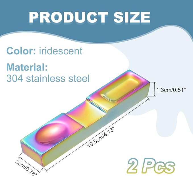 uxcell 2pcs Chopstick Rest, 304 Stainless Steel Chopsticks Holder 4.13" x 0.78" x 0.51", Household Tableware Kitchen Tools for Spoon Fork Teaspoon Dining Tool Rest, Iridescent