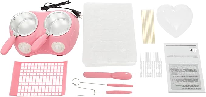 Electric Chocolate Melting Pot Gift Set, Dual Countertop Candy Maker Kit Mini Fondue Pot Kit With DIY Mold Accessories for Candy Chocolate Milk Cheese Butter Candy - Includes 9 Molds, 30+ Tools