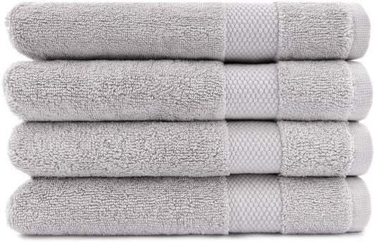 Maisonette Elegance 100% Organic Cotton Turkish Hand Towels - Soft, Absorbent Washcloths for Face - Ideal Quick Dry Large Towel Wash Cloth Set for Bathroom - (20" x 30", 4 Pack) - Pewter