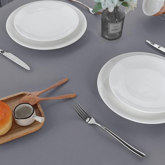 sancua 2 Pack Light Grey Tablecloth 60 x 120 Inch, Rectangle 8 Feet Table Cloth - Stain and Wrinkle Resistant Washable Polyester Table Cover for Dining Tables, Buffet Parties and Camping