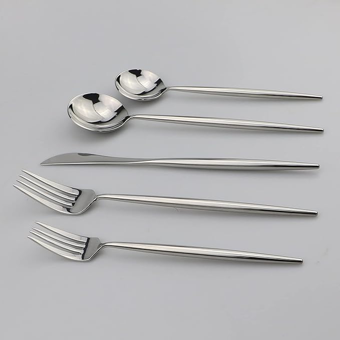 20-Pieces 18/10 Stainless Steel Silverware Set, Mirror Polishing SilverFlatware Set , Kitchen Knife Fork Spoon Utensils, Service for 4